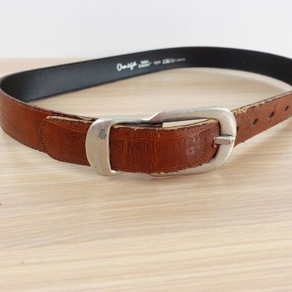 Vintage Crocodile Belt Small Exotic Leather Italian Dress Western Crocolux Omega - Picture 2 of 16